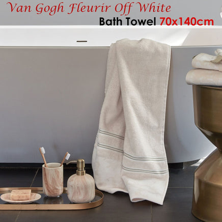 Bedding House Van Gogh Fleurir Off White Bath Towel Home & Garden Kings Warehouse 