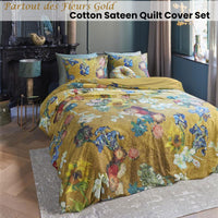 Bedding House Van Gogh Partout des Fleurs Gold Cotton Sateen Quilt Cover Set Queen Home & Garden Kings Warehouse 