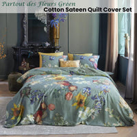 Bedding House Van Gogh Partout des Fleurs Green Cotton Sateen Quilt Cover Set Queen Home & Garden Kings Warehouse 
