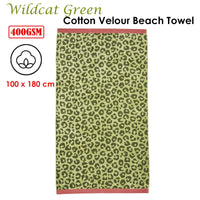 Bedding House Wildcat Green Cotton Velour Beach Towel Home & Garden Kings Warehouse 