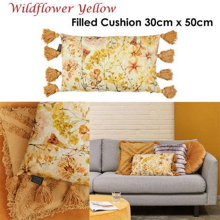 Bedding House Wildflower Yellow Filled Oblong Cushion Home & Garden Kings Warehouse 