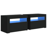 Bedside Cabinets 2 pcs with LEDs Black 60x35x40 cm