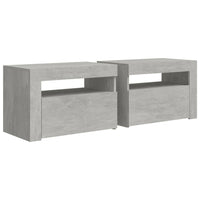 Bedside Cabinets 2 pcs with LEDs Concrete Grey 60x35x40 cm Kings Warehouse 