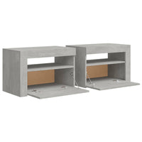 Bedside Cabinets 2 pcs with LEDs Concrete Grey 60x35x40 cm Kings Warehouse 