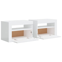 Bedside Cabinets 2 pcs with LEDs High Gloss White 60x35x40 cm Kings Warehouse 