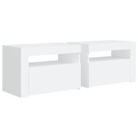 Bedside Cabinets 2 pcs with LEDs White 60x35x40 cm Kings Warehouse 