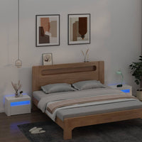 Bedside Cabinets 2 pcs with LEDs White 60x35x40 cm Kings Warehouse 
