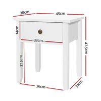 Bedside Table 1 Drawer - BOW White Furniture Kings Warehouse 