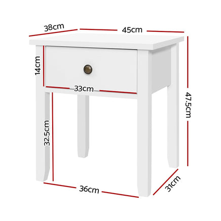 Bedside Table 1 Drawer - BOW White Furniture Kings Warehouse 