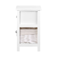 Bedside Table 1 Drawer with Basket Rustic White X2 Furniture Kings Warehouse 