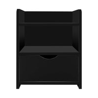 Bedside Table 1 Drawer with Shelf - FARA Black Furniture Kings Warehouse 