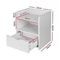 Bedside Table 1 Drawer with Shelf - FARA White Furniture Kings Warehouse 