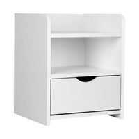 Bedside Table 1 Drawer with Shelf - FARA White