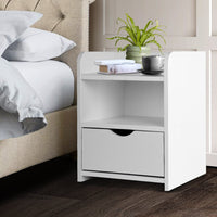 Bedside Table 1 Drawer with Shelf - FARA White Furniture Kings Warehouse 