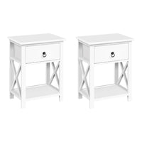 Bedside Table 1 Drawer with Shelf x2 - EMMA White bedroom furniture Kings Warehouse 