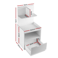 Bedside Table 1 Drawer with Shelves - EVERMORE White Furniture Kings Warehouse 