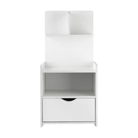 Bedside Table 1 Drawer with Shelves - EVERMORE White Furniture Kings Warehouse 