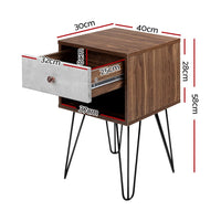 Bedside Table 1 Drawers with Shelf - LARS Furniture Kings Warehouse 