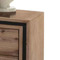 Bedside Table 2 drawer Night Stand with Solid Acacia Storage in Sliver Brush Colour Furniture Kings Warehouse 