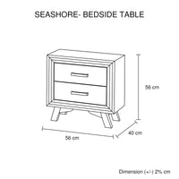 Bedside Table 2 drawer Night Stand with Solid Acacia Storage in Sliver Brush Colour Furniture Kings Warehouse 