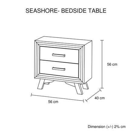 Bedside Table 2 drawer Night Stand with Solid Acacia Storage in Sliver Brush Colour Furniture Kings Warehouse 