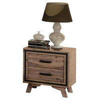 Bedside Table 2 drawer Night Stand with Solid Acacia Storage in Sliver Brush Colour Furniture Kings Warehouse 