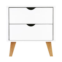 Bedside Table 2 Drawers - ANDERS White Furniture Kings Warehouse 