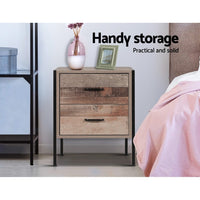 Bedside Table 2 Drawers - BARNLY Furniture Kings Warehouse 