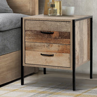 Bedside Table 2 Drawers - BARNLY Furniture Kings Warehouse 