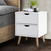 Bedside Table 2 Drawers - BODEN White Furniture Kings Warehouse 