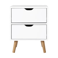 Bedside Table 2 Drawers - BODEN White Furniture Kings Warehouse 