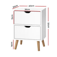 Bedside Table 2 Drawers - BODEN White Furniture Kings Warehouse 