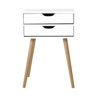 Bedside Table 2 Drawers - BODIE White Furniture Kings Warehouse 