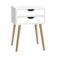 Bedside Table 2 Drawers - BODIE White