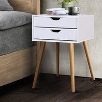 Bedside Table 2 Drawers - BODIE White Furniture Kings Warehouse 