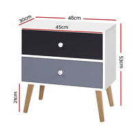 Bedside Table 2 Drawers - BONDS White Furniture Kings Warehouse 