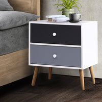 Bedside Table 2 Drawers - BONDS White Furniture Kings Warehouse 