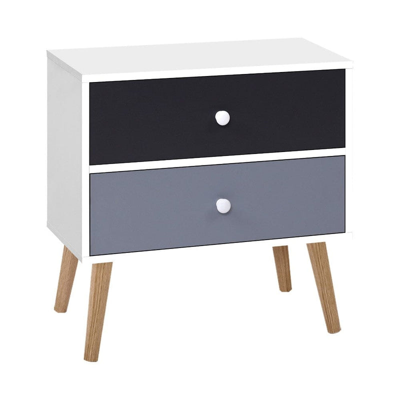 Bedside Table 2 Drawers - BONDS White Kings Warehouse Australia