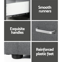 Bedside Table 2 Drawers Fabric - CADEN Grey Furniture Kings Warehouse 