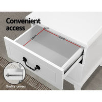 Bedside Table 2 Drawers - KUBI White Furniture Kings Warehouse 