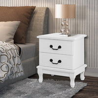 Bedside Table 2 Drawers - KUBI White Furniture Kings Warehouse 