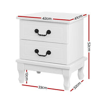 Bedside Table 2 Drawers - KUBI White Furniture Kings Warehouse 