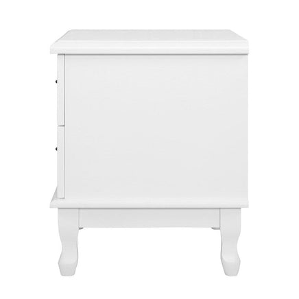 Bedside Table 2 Drawers - KUBI White Furniture Kings Warehouse 
