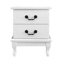 Bedside Table 2 Drawers - KUBI White Furniture Kings Warehouse 