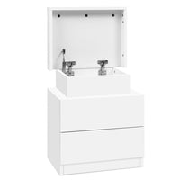 Bedside Table 2 Drawers Lift-up Storage - COLEY White Furniture Kings Warehouse 