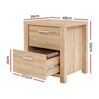 Bedside Table 2 Drawers - MAXI Pine Furniture Kings Warehouse 