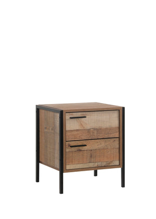 Bedside Table 2 drawers Night Stand Particle Board Construction in Oak Colour Furniture Kings Warehouse 