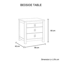 Bedside Table 2 drawers Night Stand Solid Acacia Storage in White Ash Colour Furniture Kings Warehouse 