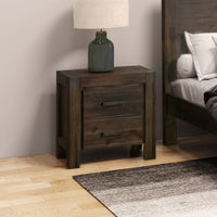 Bedside Table 2 drawers Night Stand Solid Wood Acacia Storage in Chocolate Colour Furniture Kings Warehouse 