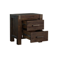 Bedside Table 2 drawers Night Stand Solid Wood Acacia Storage in Chocolate Colour Furniture Kings Warehouse 